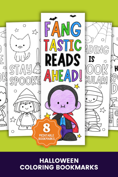 Bookmark Layout Halloween Coloring Bookmarks on a table