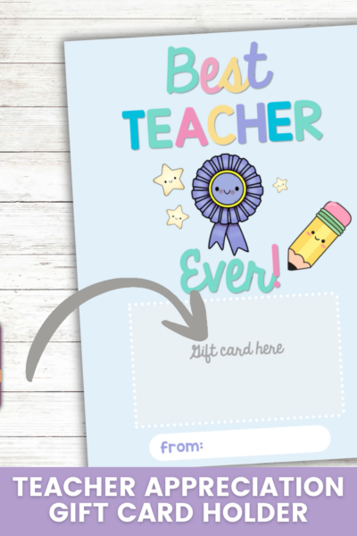 Bookmark Layout Best Teacher Teacher Appreciation Gift Card Holder on a table