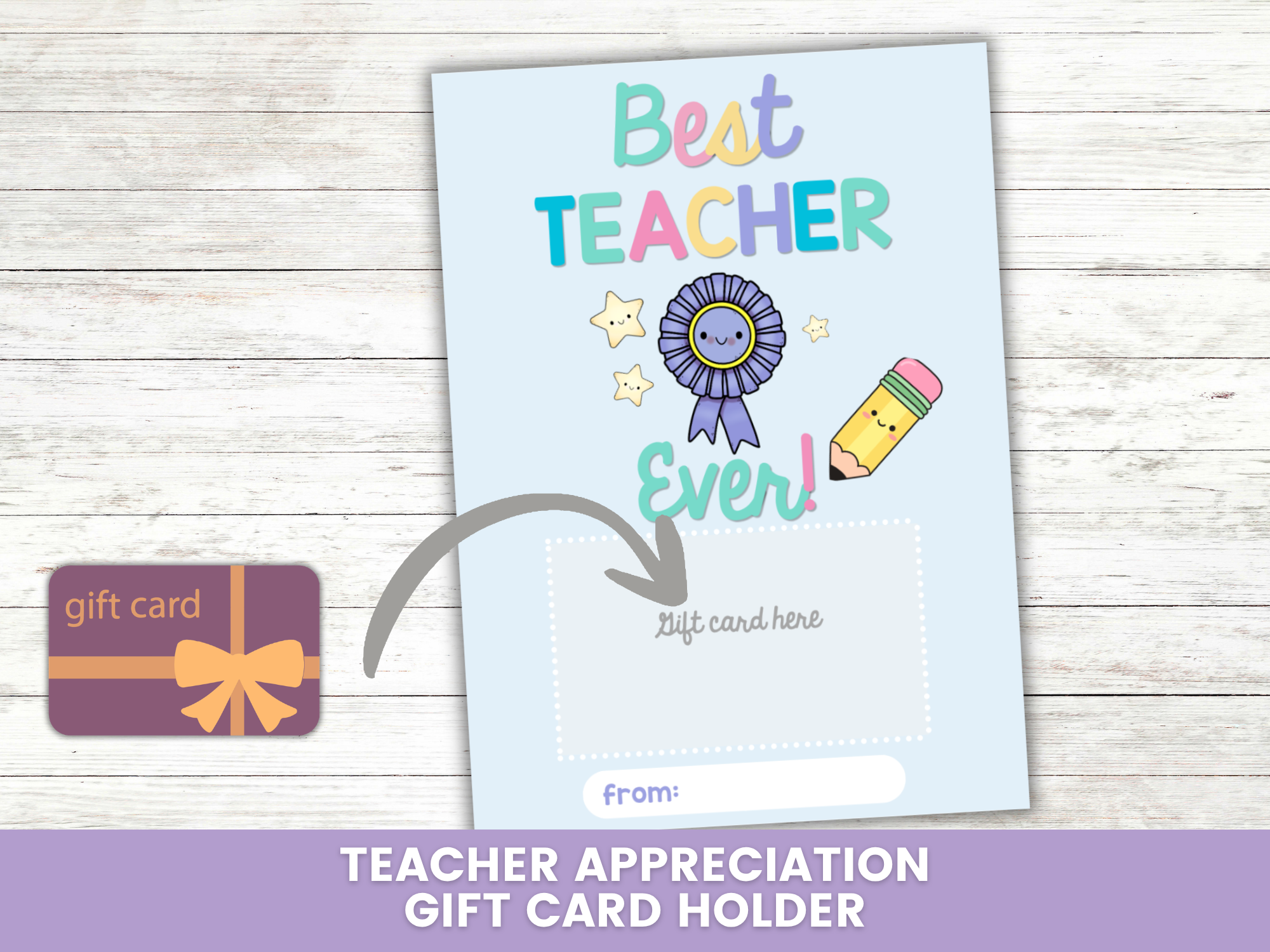 Best Teacher Teacher Appreciation Gift Card Holder on a table