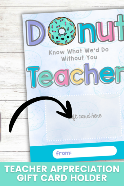 Bookmark Layout Donut Teacher Appreciation Gift Card Holder on a table