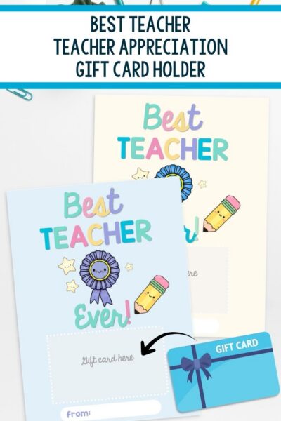 Best Teacher Teacher Appreciation Gift Card Holder on a table