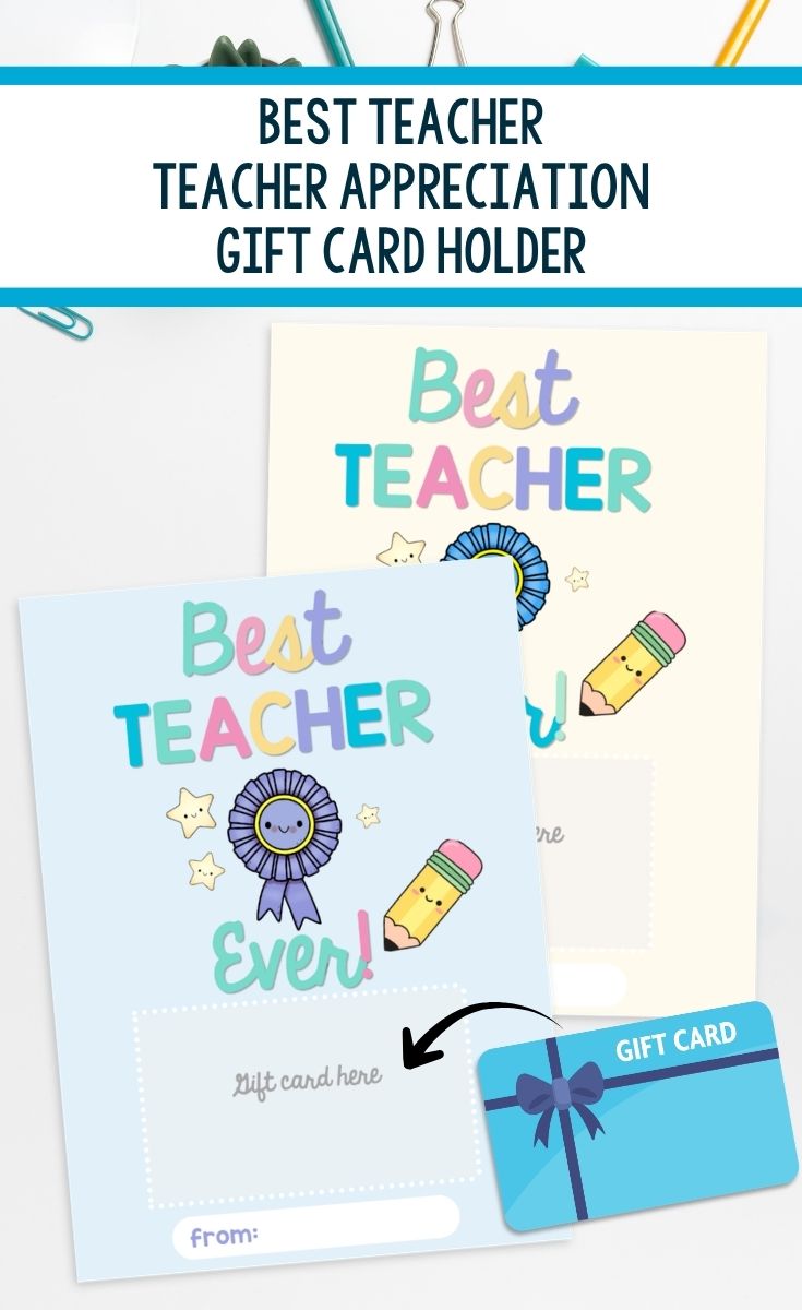 Best Teacher Teacher Appreciation Gift Card Holder on a table