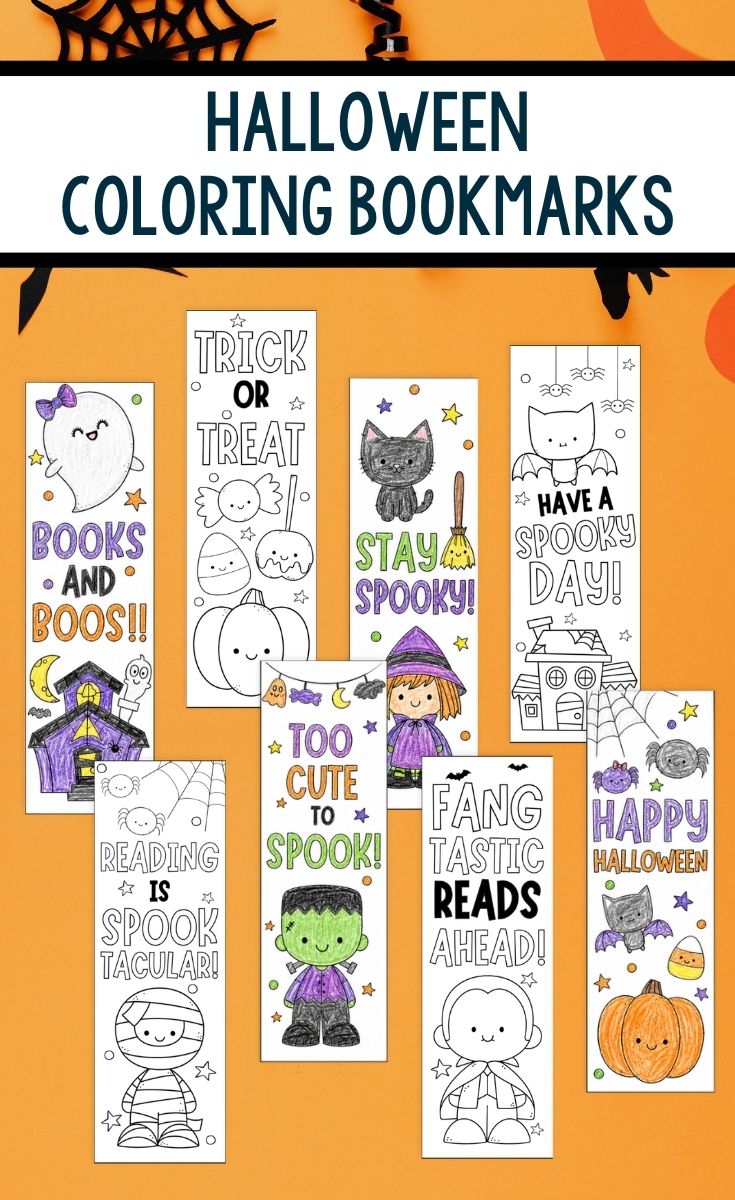 Halloween Coloring Bookmarks
