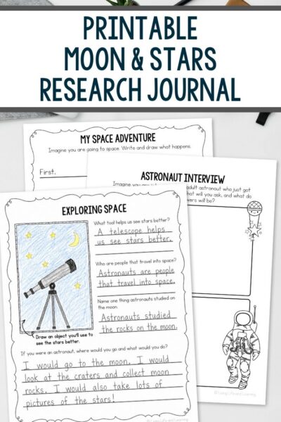 pages of Printable Moon & Stars Research Journal