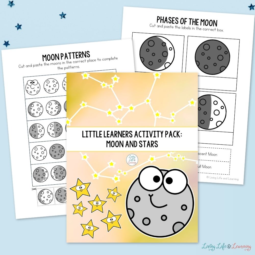 activities included in the Little Learners Fine Motor Pack: Moon & Stars