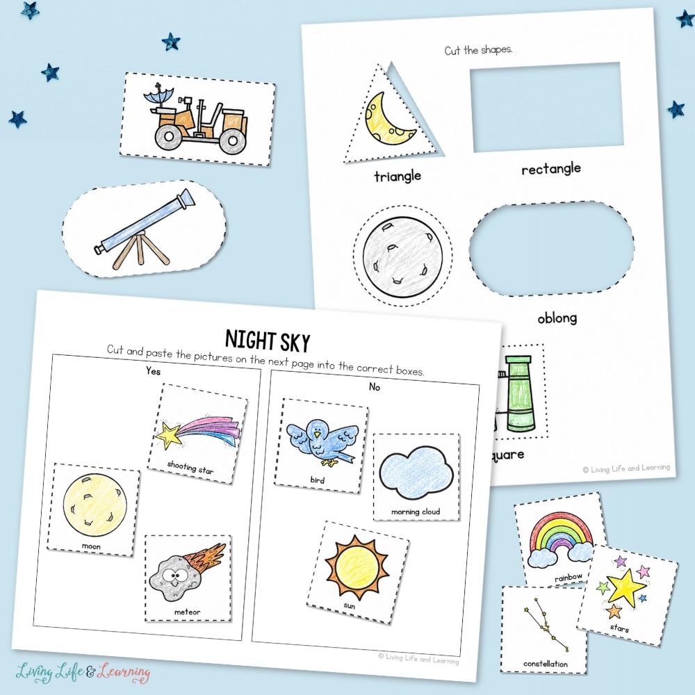 activities included in the Little Learners Fine Motor Pack: Moon & Stars