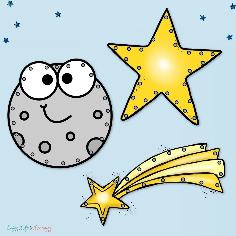 activities included in the Little Learners Fine Motor Pack: Moon & Stars