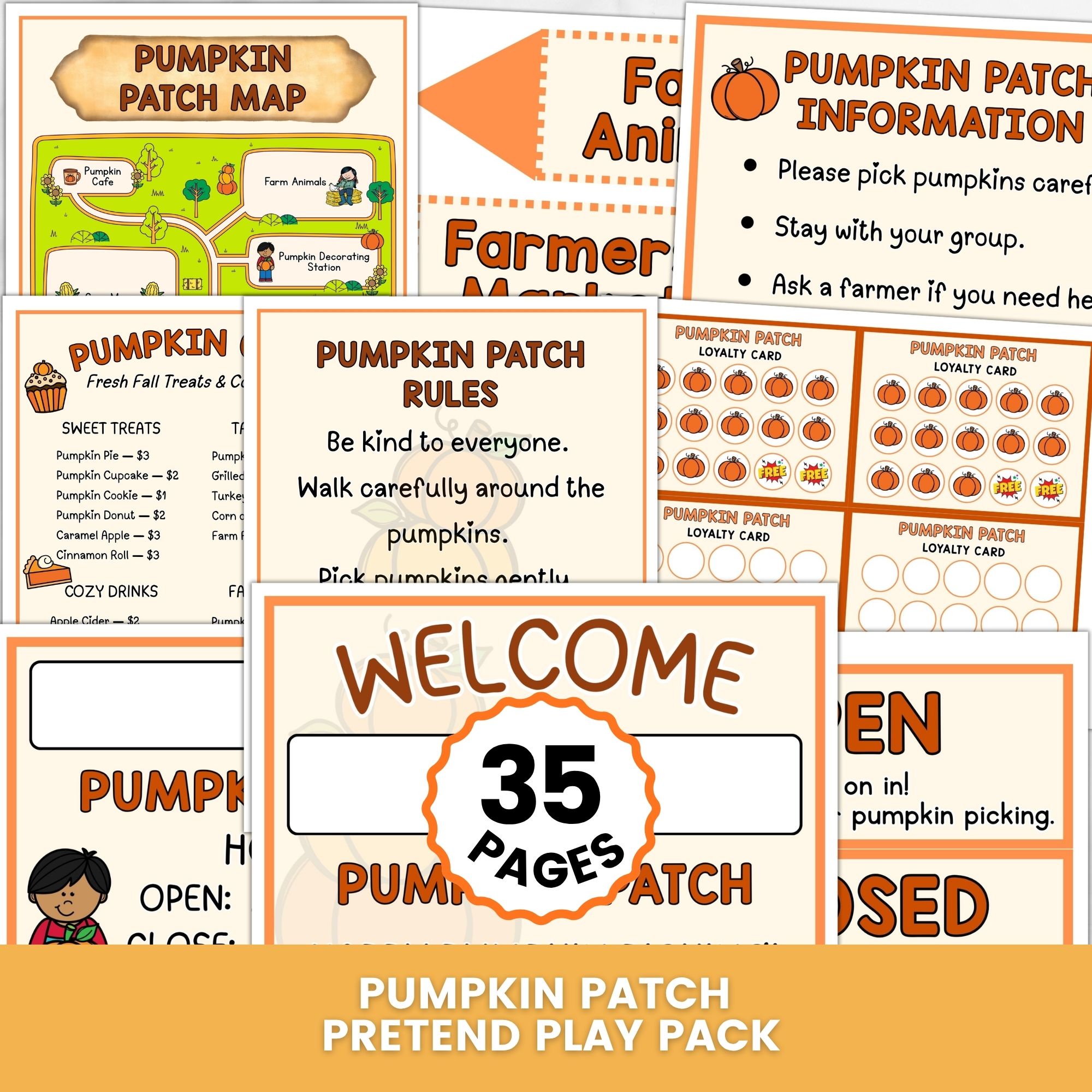 Pumpkin Patch Pretend Play Pack pages